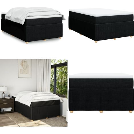 vidaXL Sommier à lattes de lit avec matelas Noir 120x200 cm Tissu (1/5)