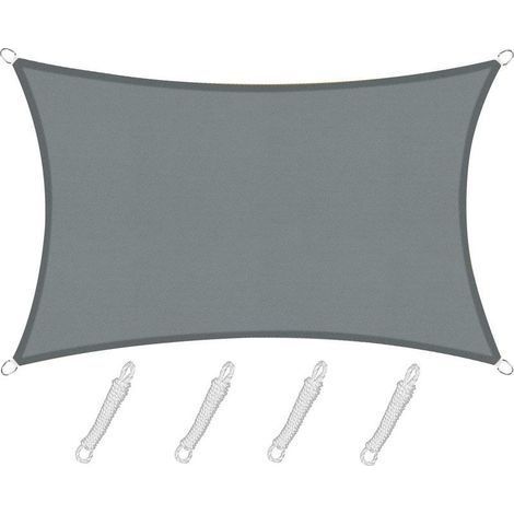 Voile d'ombrage Rectangulaire Carré 2.5x3m Color Gris,Toile Imperméable Une Protection des Rayons UV à 95%, pour en Plein air, Jardin & terrasse, Piscine (1/5)