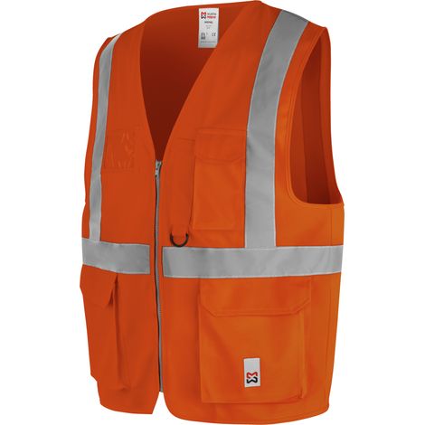 Würth Modyf – Gilet haute-visibilité multipoches LUMEN orange fluo – 3 poches avant – Fermeture zippée – Tissu léger et résistant – EN 20471 classe 2 (1/4)