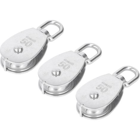 Ensemble de 3 poulies simples, roulement de 400 kg, en acier inoxydable, pour le levage et le remorquage de ponts de bateaux.
