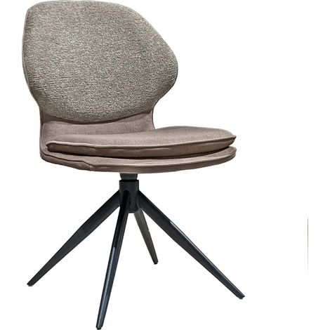 Chaise pivotante 360° en tissu bimatière chiné et Mohair taupe – MELY (1/5)