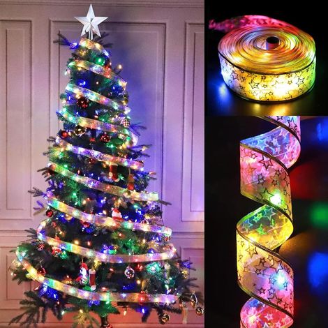 Guirlande Lumineuse Ruban 50 LED 2,5cm x 5m, Fonctionne sur Piles ou USB, Décorations de Noël Colorées pour Sapin, Mariage, Fête, Nouvel An (1/5)