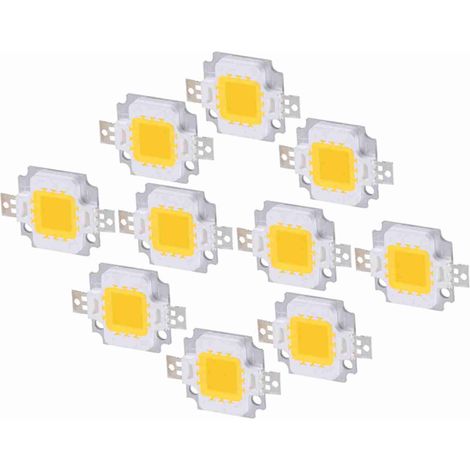 Lot de 10 puces LED SMD COB 10 W CC 9-10 V pour lampes, spots, lumière blanche chaude (1/5)