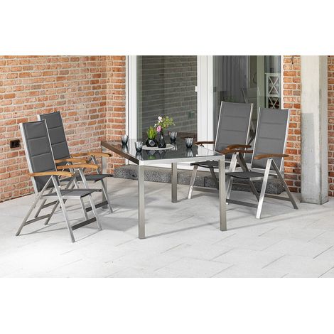 Ferrara Set 5tlg 4 Sessel Tisch 150x90cm