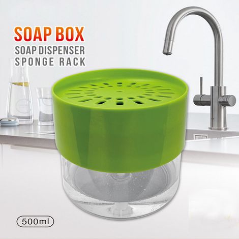 Distributeur De Savon Et Porte-Éponge - 2-en-1 - En ABS - Pour Cuisine Maison Ou Professionnelle - 1 Pièce (1/5)