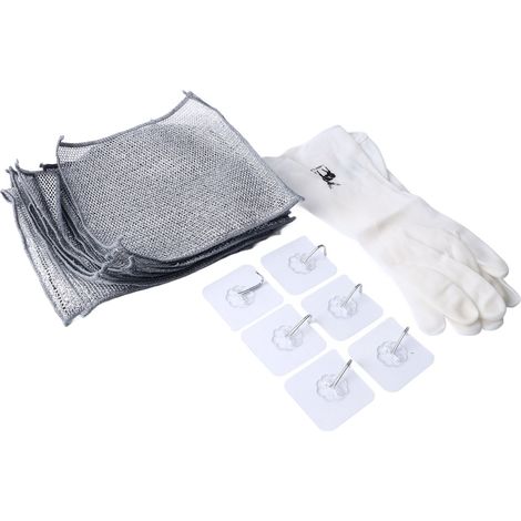 Lot de 10 torchons à vaisselle multi-usages en fil de fer, pour vaisselle humide et sèche, anti-rayures, avec crochets et gants, pour éviers, plans de travail et plaques de cuisson. (1/5)