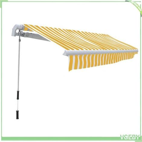Auvent pliant - FAFEICY - 275558 - 300 cm - Jaune/Blanc - Résistant aux intempéries (1/4)