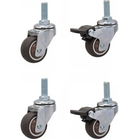 Ruedas giratorias de 4 ruedas con tornillos，diámetro 50 mm，acero y plástico，marrón，Ruedas para muebles，ruedas para muebles (1/5)