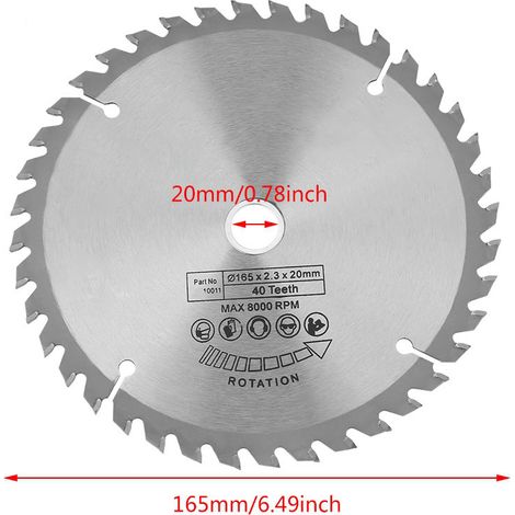 Scie circulaire diamantée 165 mm x 20 mm, 40 dents, disque de coupe pour le travail du bois, outil circulaire (1/5)
