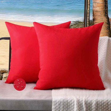 Fundas para cojines de exterior - Fundas decorativas para cojines de jardín - Patio y balcón - Revestimiento hidrófugo - 45 x 45 cm - Rojo