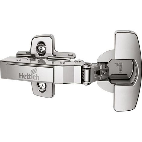 Lot de 2 charnières invisibles Sensys HETTICH avec visserie - Ouverture à 0 mm - Finition nickelée - Pose en applique - Quincaillerie complète (1/3)