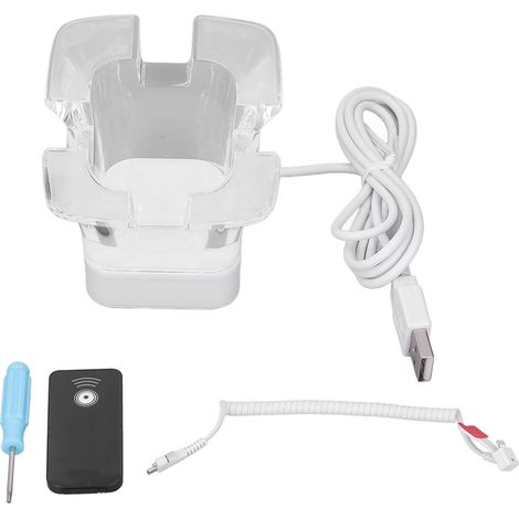 Support de téléphone antivol 100DB avec alarme de sécurité, charge rapide pour caméras MP4, centres commerciaux, compatible port IOS. (1/5)