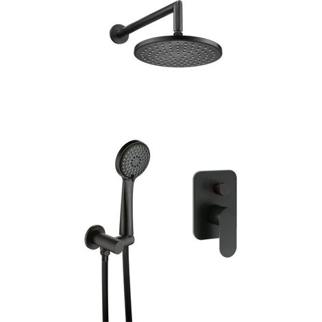 Set doccia a incasso con miscelatore doccetta e soffione tondo finitura nero - Alvo