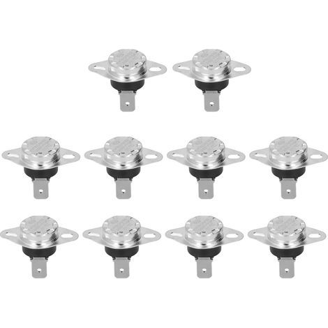 Thermostat, interrupteur thermique, réinitialisation manuelle, puce bimétallique, contrôle de la température, 10A, 250V, 10 pièces (1/5)