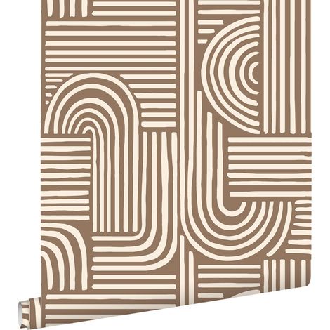 papier peint graphique 3D marron - ESTAhome (1/5)