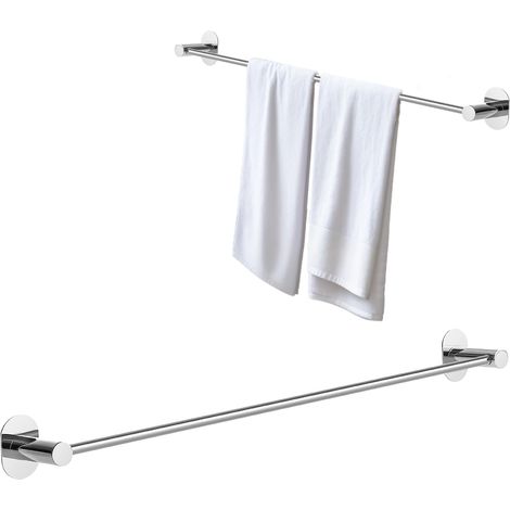 PERCHERO PARA TOALLAS, de pared, autoadhesivo, con soporte de rosca, MIRI, 61 cm, cromado (1/4)