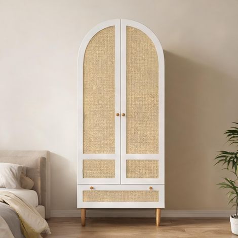 Armoire-penderie coloris blanc en bois 80 x 50 x 180 cm (1/5)