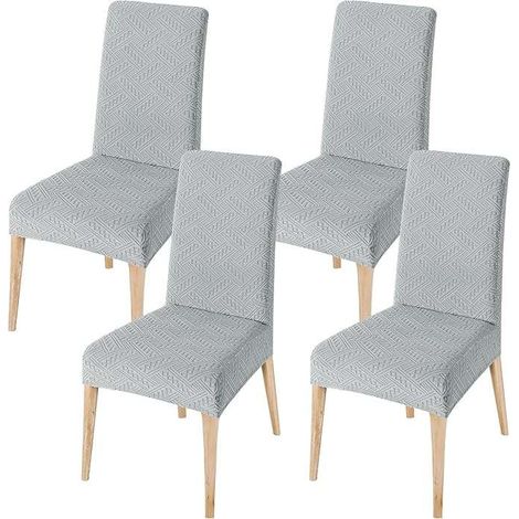 Set di 4 coprisedie da pranzo, elasticizzati, grigio chiaro (1/5)