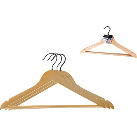 Set di 3 grucce in legno con traversa, per abiti, camicie, bluse, giacche e pantaloni. (1/4)