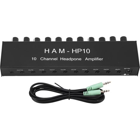 Amplificateur Casque 10 Sorties, 1 Entrée - Distributeur Stéréo 10 Canaux pour Écouteurs (1/5)