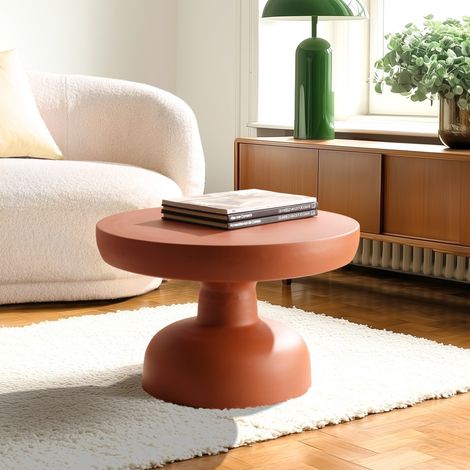 HORTENSE - Table basse ronde 60cm en fer couleur marron mat (1/5)