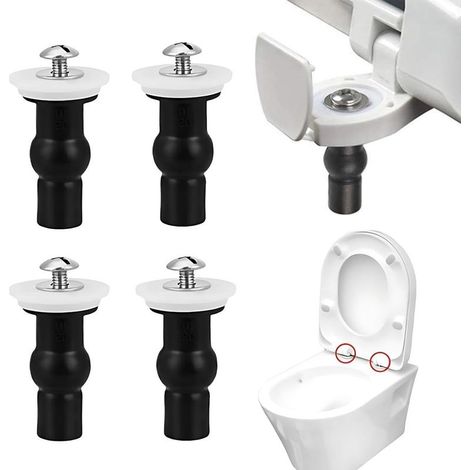 Abattant WC de Toilettes à Charnière Fixations, Ensemble de Fixation Universel 4 Pièces pour Couvercle de Toilette, Vis en Acier Inoxydable pour Sièges de Toilette (1/5)