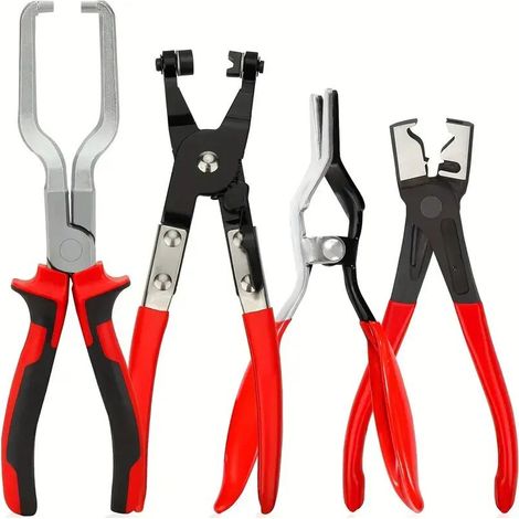 Ensemble de 4 colliers de serrage professionnels, kit d'outils de déconnexion de conduite de carburant, adapté à la réparation automobile, colliers de serrage multifonctionnels.