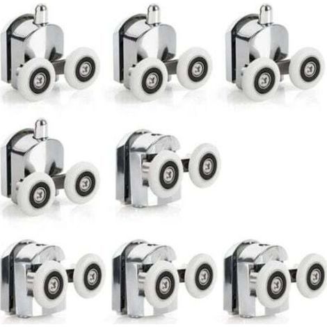 [JAMAIS UTILISÉ] 8 Roulettes de Porte de douche coulissante en alliage de Zinc, roulettes de remplacement de 25mm de diamètre, doubles roues pour salle de bain (1/4)