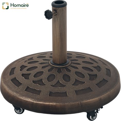 HOMAIRE Sonnenschirmständer aus Beton mit Rolle, Rundhalter für 32/38/48mm Schirme