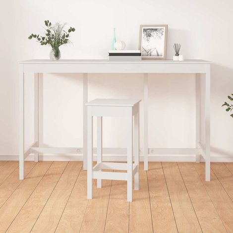 vidaXL Mesa alta de bar madera maciza de pino blanco 180x80x110 cm (1/5)