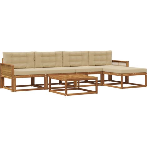 Outdoor Sofa Set with Cushion 6 pcs Natural and Beige vidaXL (1/5)
