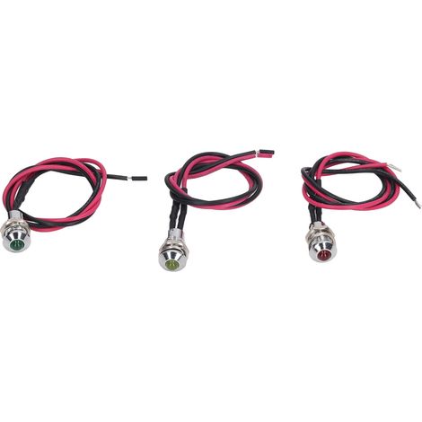 3 Pièces Lampe Témoin LED Métal Étanche pour Voiture Camion Bateau 24V avec Fil (1/5)