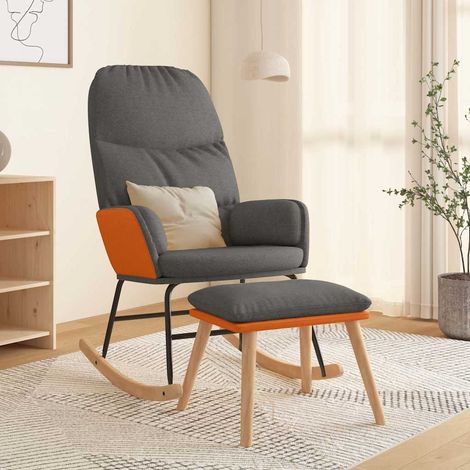 vidaXL Silla mecedora con reposapiés tela gris claro (1/5)