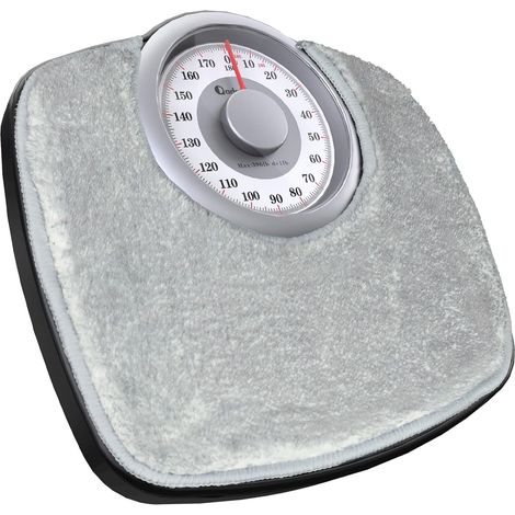 Pèse-Personne Analogique - Jusqu'à 180 kg - Cadran 5 Pouces Plateforme Adaptée aux Grands Pieds, Surface Antidérapante en Caoutchouc Strié, sans Piles, Cadran Contrasté - Tapis Gris (1/5)
