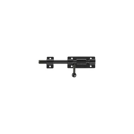 Serrure de porte de sécurité à pêne coulissant – Acier inoxydable 201 noir mat – Longueur 200 mm – Trou pour cadenas 5 mm (1/5)