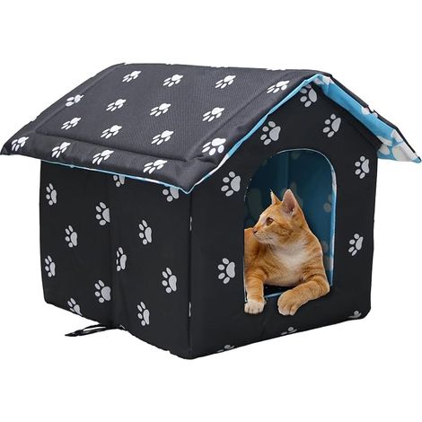 Maison pour Chat Exterieur - Pliable - Étanche - 45x43x40 cm - Confortable en Hiver (1/5)