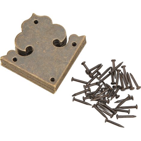 Cornières en laiton style antique, protections d'angle en laiton, bordures d'angle en laiton, équerres d'angle simples, accessoires de quincaillerie en laiton pour bricolage, lot de 10. (1/5)