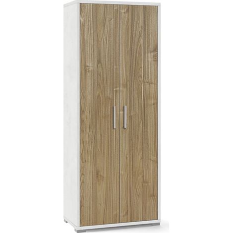 Mobile 2 Ante 71L x 41P x h182 – Finitura Bianco Opaco e Legno Noce – Sarmog (1/2)
