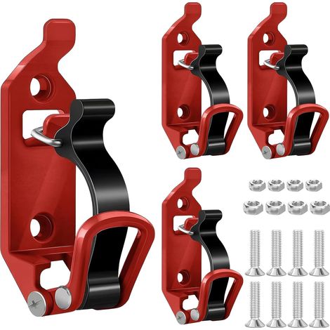 4 Pcs Brackets for Roof Racks, Metal and Rubber Roof Clamps, Wall Mount Brackets, Axe Bracket, Accessories for Roof Bars, Trucks, Boats (Red)