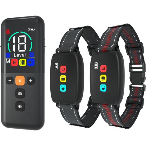 Collier de Dressage pour Deux Chiens,Portée 3000 Mètres,3 Modes Son/Vibration/Choc Électrique avec Verrouillage de Sécurité,IPX67 Étanche et Rechargeable(2 Colliers)