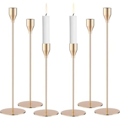 Bougeoir Doré Coniques 6 Pièces Chandelier de Mariage 33/28/22cm Chandeliers Coniques pour la Maison pour Les Fêtes,Mariages,Dîners,Dîner Aux Chandelles (1/5)