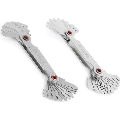 2 Pièces Jauge de Filetage Métrique 60° et Impériale 55°, 20 Lames en Acier Inoxydable pour Mesure de Pas de Vis (1/5)