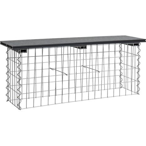 Gabionenbank Gabionen Sitzbank WPC 100x30x43 cm Gartenbank Drahtkorb Steinkorb Hellgrau (1/5)