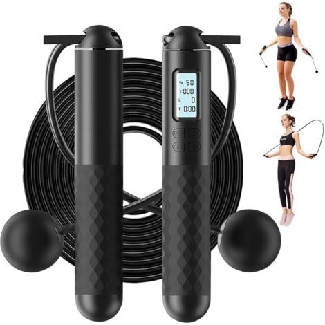 Corde à Sauter Intelligente avec Compteur, Corde à Sauter sans Fil Réglable, Poignées Antidérapantes Jump Rope, pour hommes, femmes, enfants (1/5)