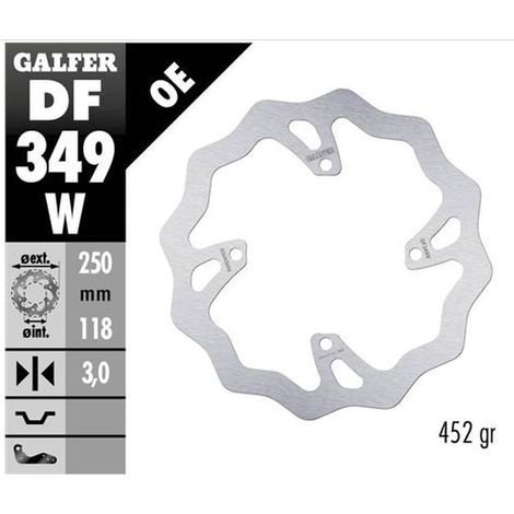 DISCO DE FRENO DELANTERO GALFER SUZUKI RM 250Z/450Z '06-'18 RMX 450Z '10-'17 ONDULADO (250X118X3MM)