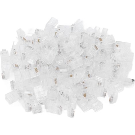 100 Pcs Connecteurs RJ45 Mâle 8P8C CAT5 Non Blindé, Prise Modulaire TF1013C Dorée pour Câble Réseau (1/5)