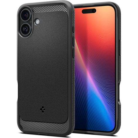 Custodia Spigen Rugged Armor Mag MagSafe per iPhone 16 (Nero opaco) (1/5)