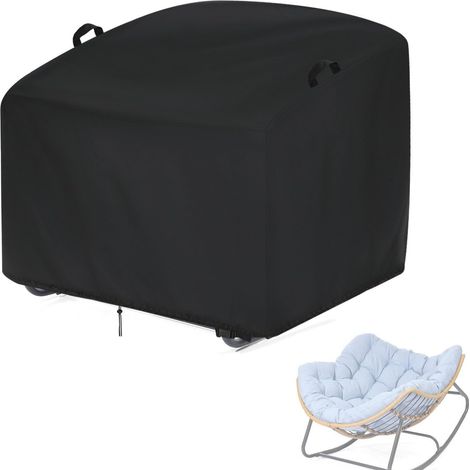 Housse de protection pour chaise à bascule en rotin de patio, en tissu avec ourlet élastique, protecteur imperméable et anti-poussière (1/5)