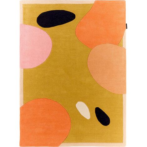 Tapis fait main en laine coton motif géométrique vert - 133 x 190 cm (1/5)