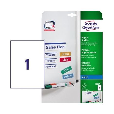AVERY ZWECKFORM Magnetschild Avery Zweckform 210 x 297 mm (B x H) Metall weiß 5 St./Pack. (1/5)